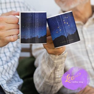 Sternennacht Bäume Gold Leo Zodiak Sternbild Kaffeetasse