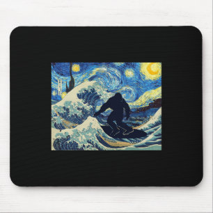Sternennacht Bigfoot Surft Große Welle vor Kanaga Mousepad