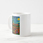 Sternennacht-Blumen-Willkommensdesign Kaffeetasse (Vorderseite Links)