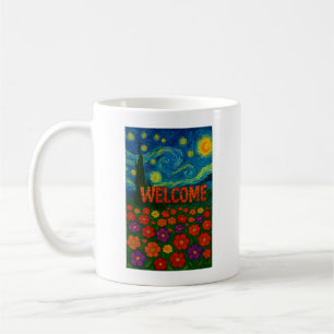 Sternennacht-Blumen-Willkommensdesign Kaffeetasse