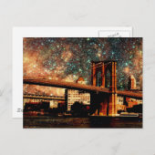 Sternennacht Brooklyn Bridge Postkarte (Vorne/Hinten)