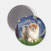Sternennacht - Chow Chow (cremefarben) Magnet (Vorderseite/Rückseite)