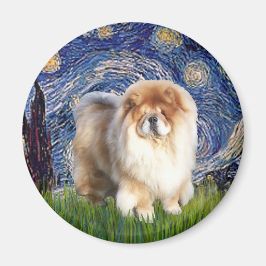 Sternennacht - Chow Chow (cremefarben) Magnet (Vorne)