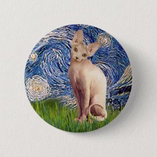 Sternennacht - Creme Sphynx-Katze Button