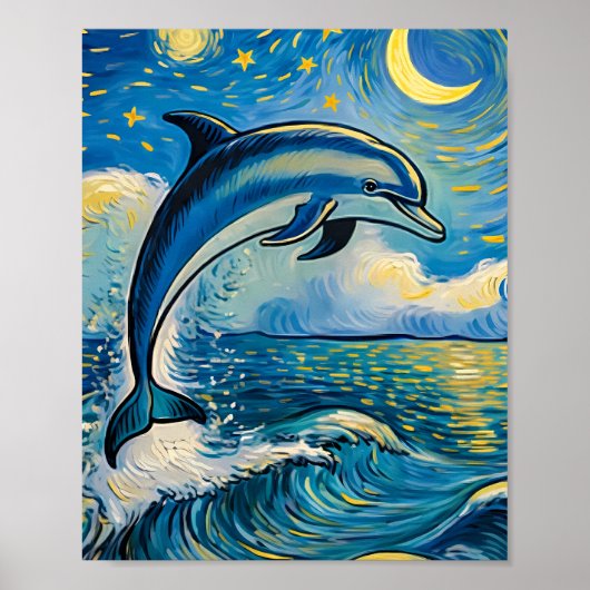 Sternennacht-Delfin-Poster Poster (Vorne)
