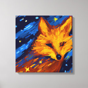 STERNENNACHT FUCHS IV   WHIMSICAL WILDLIFE-WANDKUN LEINWANDDRUCK