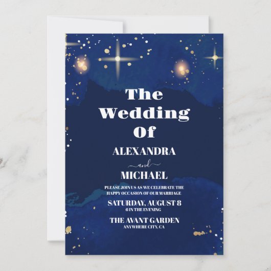 Sternennacht-Galaxie-Hochzeit Einladung (Vorderseite)