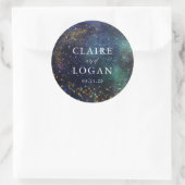 Sternennacht-Galaxie-Hochzeit Runder Aufkleber (Tasche)