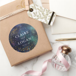 Sternennacht-Galaxie-Hochzeit Runder Aufkleber