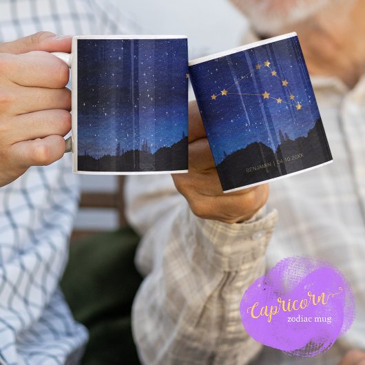 Sternennacht Gold Steinbock Sternbild Kaffeetasse