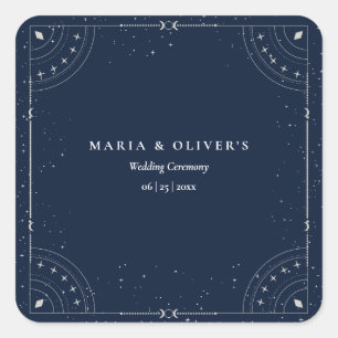 Sternennacht Himmelhochzeit Navy Blau Elegant Quadratischer Aufkleber