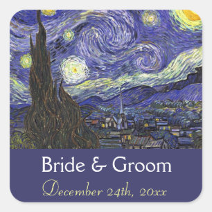 Sternennacht Hochzeit Save-the-Date Quadratischer Aufkleber