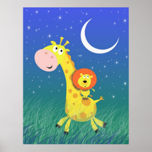 Sternennacht in der Savanne Kinderkunstprint Poster