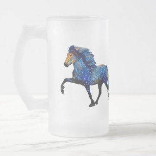 Sternennacht Isländisches Pferd Mattglas Bierglas