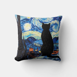 Sternennacht-Katze Kissen