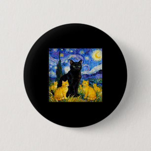 Sternennacht Katze Künstlerische schwarze Katze & Button
