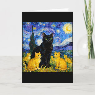 Sternennacht-Katze Künstlerische schwarze Katze &  Karte