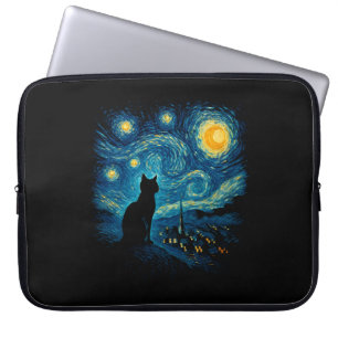 Sternennacht-Katzensilhouette-Laptop-Hülle Laptopschutzhülle