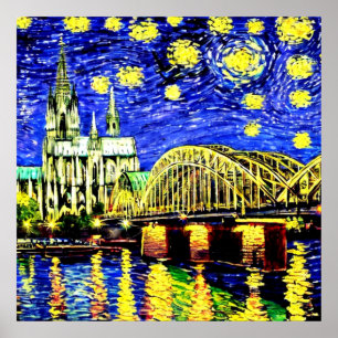 Sternennacht Köln Deutschland Kathedrale Poster