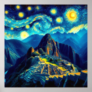 Sternennacht Machu Picchu Peru Poster