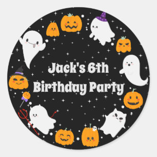 Sternennacht mit Geistern und Pumpkins Runder Aufkleber