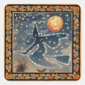 Sternennacht mit Herbstgrenze Quadratischer Aufkleber (Vorderseite)