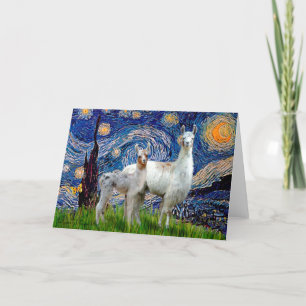 Sternennacht mit zwei Lamas Karte