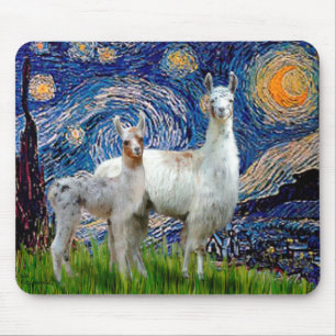 Sternennacht mit zwei Lamas Mousepad