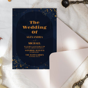 Sternennacht Navy Blau Silber Glitter Hochzeit Einladung
