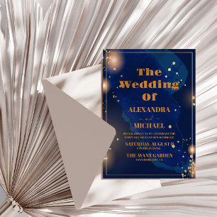 Sternennacht Navy Blau Silber Glitter Hochzeit Einladung