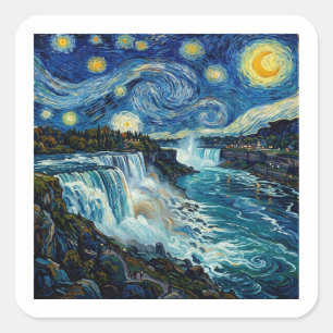 Sternennacht Niagara Fälle Quadratischer Aufkleber