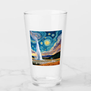 Sternennacht Old Faithful Yellowstone Park Glas