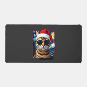 Sternennacht Orange Getigerte Katze Weihnachten Schreibtischunterlage