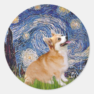 Sternennacht - Pembroke Welsh Corgi 7b Runder Aufkleber