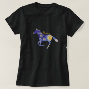 Sternennacht Pferdesilhouette Individuelle Monogra T-Shirt