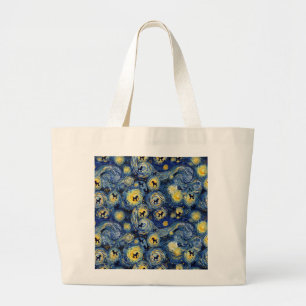 Sternennacht-Pudel-Van-Gogh-Kunst-Leinwand-Tasche Jumbo Stoffbeutel