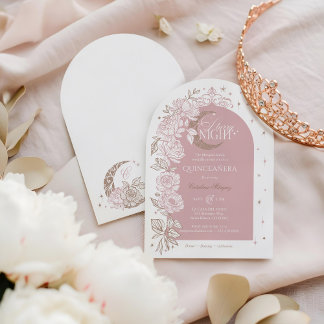 Sternennacht Quinceanera Floral Himmelsmond Einladung