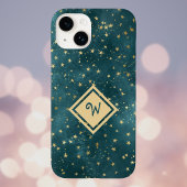Sternennacht-Raumdesign mit goldenem Monogramm iPhone Hülle