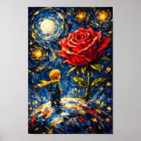 Sternennacht-Rosenkunst, kleiner Prinz, Malerei