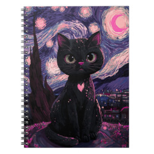 Sternennacht Schwarze Katzen-Notizbuch Träumeris Notizblock