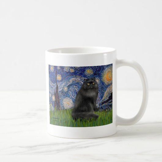 Sternennacht - schwarze Perserkatze Kaffeetasse (Rechts)