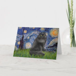 Sternennacht - schwarze Perserkatze Karte