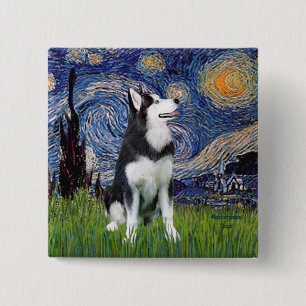 Sternennacht - Sibirischer Husky #1 Button