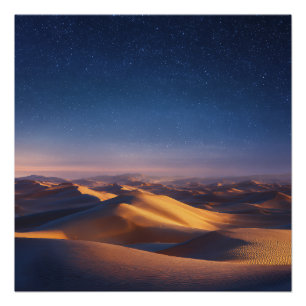 Sternennacht über der Landschaft der goldenen Wüst Poster