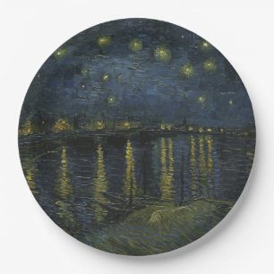 Sternennacht über der Rhône, Ölgemälde Van Gogh Pappteller