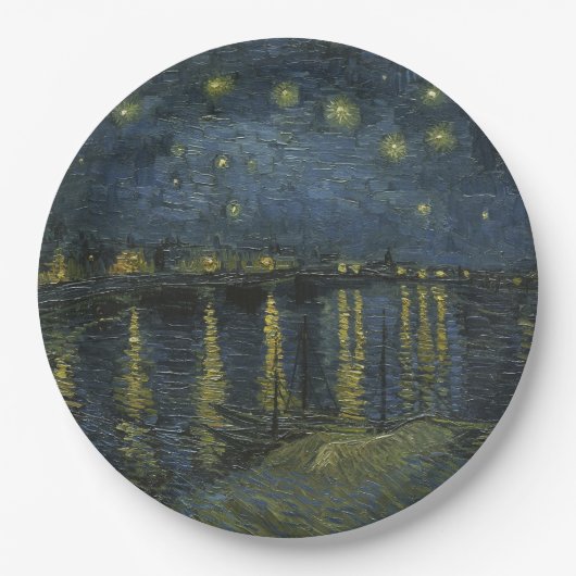Sternennacht über der Rhône, Ölgemälde Van Gogh Pappteller (Vorderseite)