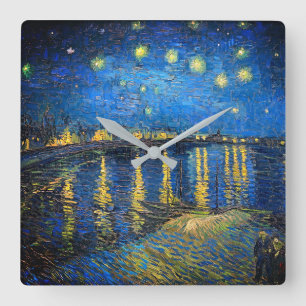 Sternennacht über der Rhone von Vincent van Gogh Quadratische Wanduhr