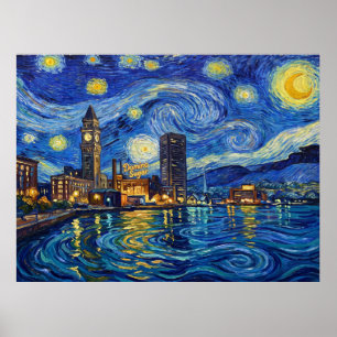 Sternennacht über der Skyline von Baltimore Poster