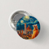 Sternennacht über Florenz | Ginger Cat Art Button (Vorne & Hinten)