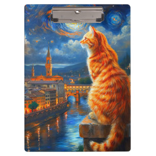 Sternennacht über Florenz   Ginger Cat Art Klemmbrett